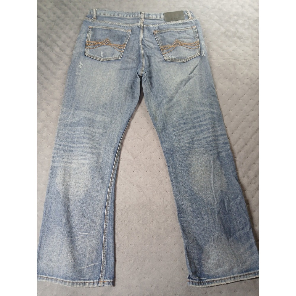 Rue21 Black Bootcut Jeans Mens 34x30 Distressed Patriotic Patch Medium Wash - Picture 7 of 7